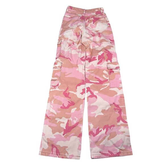 Alessandra Rich Cargo Jeans Womens 24 Pink Camo Cotton Gabardine Pants $825 READ - Picture 2 of 15